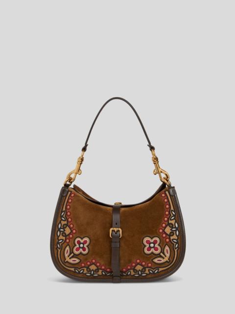 MEDIUM SUEDE PONY BAG WITH EMBROIDERY