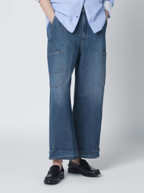 Givenchy Cropped Cocoon cargo jeans in medium blue