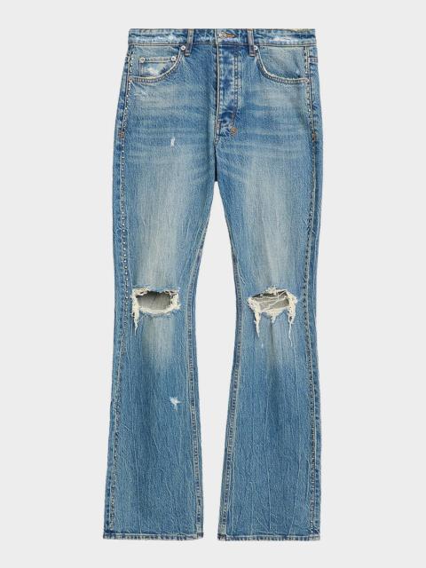 Ksubi Men's Bronko Texas Studded Wide-Leg Bootcut Jeans
