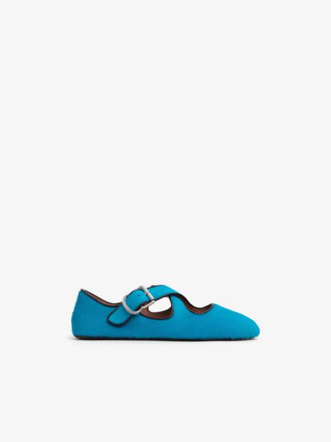 Alaïa CRISS CROSS BALLET FLATS IN HAIRCALF