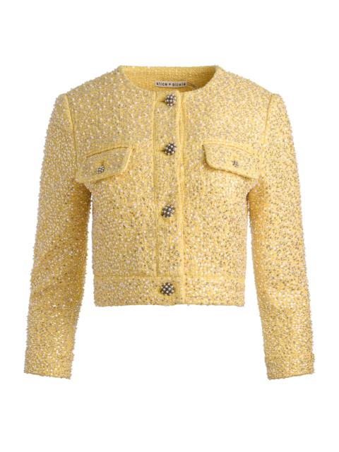 Alice + Olivia LORIE EMBELLISHED TWEED JACKET