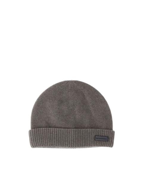 EMPORIO ARMANI ribbed-knit cashmere beanie hat