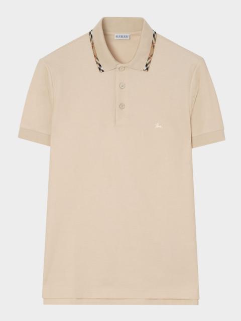 Burberry Men's Slim Fit Check-Placket Pique Polo Shirt