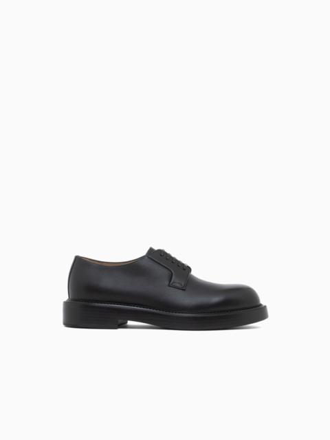 EMPORIO ARMANI LACE-UP DERBY SHOES WITH SMOOTH LEATHER AND ROUNDED TOE