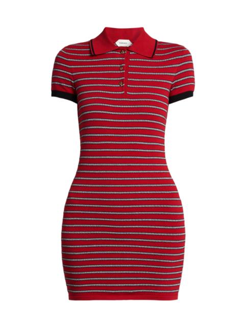 VERSACE Women's La Vacanza Greca Stripe Cotton-Blend Polo Minidress - Red Jumpsuit