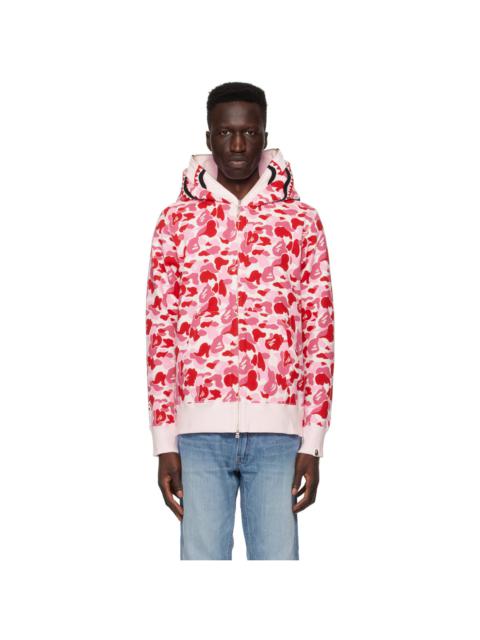 A BATHING APE® Pink ABC Camo Double Shark Hoodie