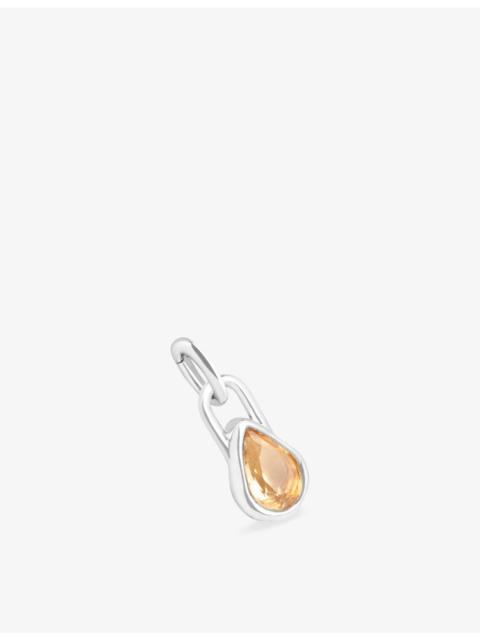 ASTRID & MIYU November Birthstone Rhodium-Plated Sterling-Silver And Citrine Charm