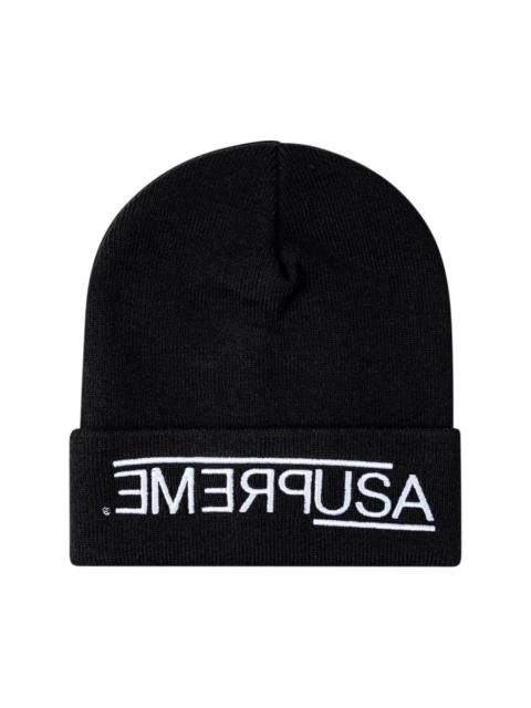 embroidered-motif knitted beanie