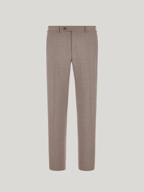 Canali WALNUT WOOL REGULAR-FIT PANTS WITH MICRO-DESIGN