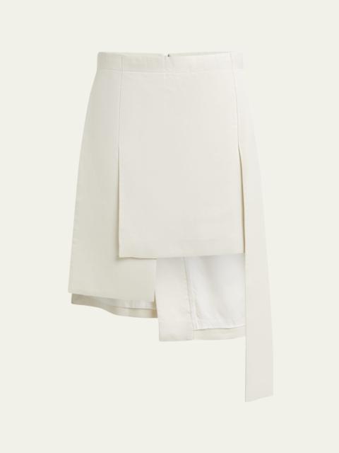SETCHU Layered Asymmetric Silk Wool Midi Skirt