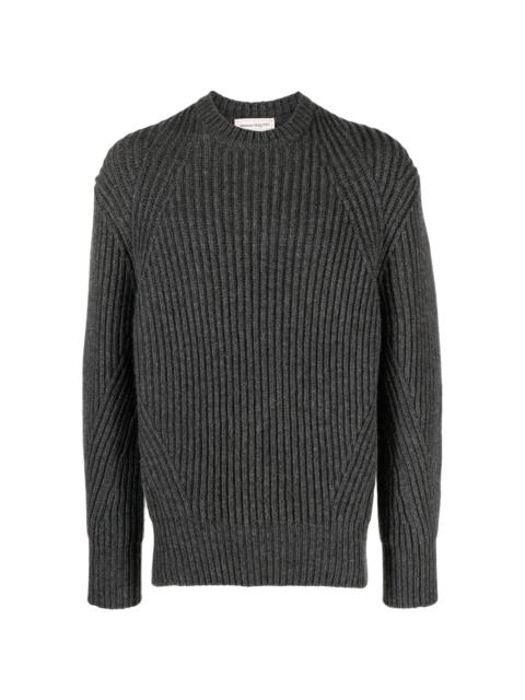 ribbed-knit wool jumper