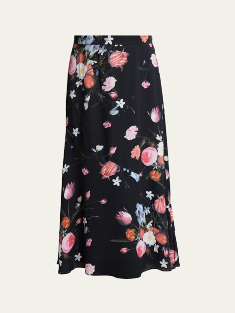 Erdem Floral-Print Crepe A-Line Midi Skirt