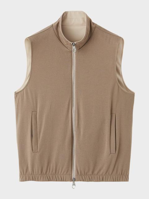 Loro Piana Men & apos;s Microfiber/Wool Reversible Zip Vest