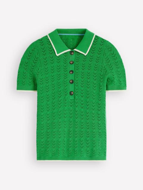 BODEN Pointelle Henley T-shirt-Online Lime