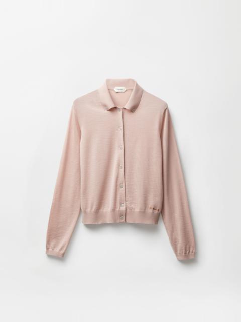 VERSACE Embroidered Wool Knit Cardigan