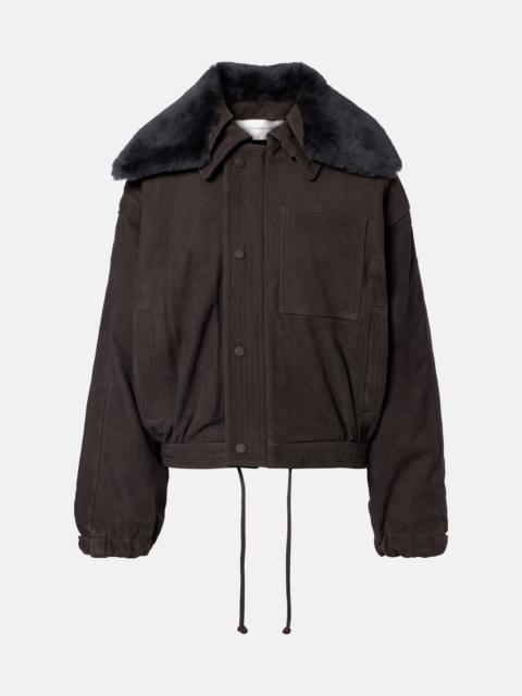 Shearling-trimmed suede blouson jacket