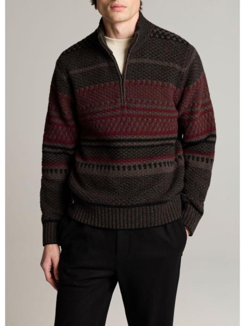 Vince Merino Wool-Blend Variegated Jacquard Quarter-Zip Sweater
