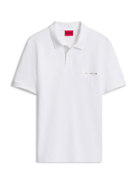 HUGO COTTON PIQUÉ POLO SHIRT WITH LOGO DETAIL