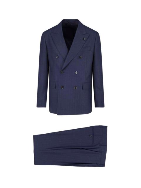 LARDINI DOUBLE-BREASTED SUIT IN VIRGIN WOOL