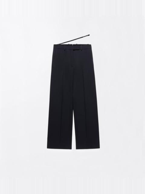 TOM FORD SHARP GRAIN DE POUDRE SLANTED TAILORED WIDE PANTS WITH BELT DETAIL