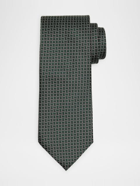 ZEGNA Men's Geometric Net Silk Tie