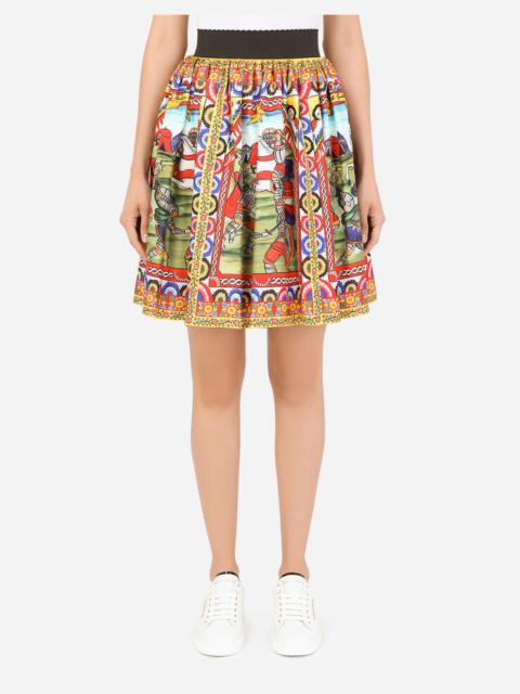 Short Carretto-print twill skirt