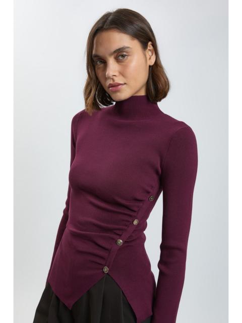 KAREN MILLEN Asymmetric Fastening Viscose Knit Jumper