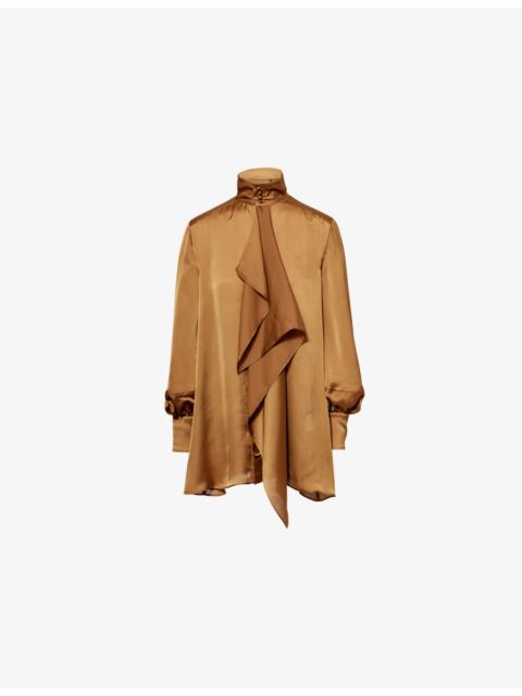 sacai Relaxed-Fit High-Neck Woven Mini Dress