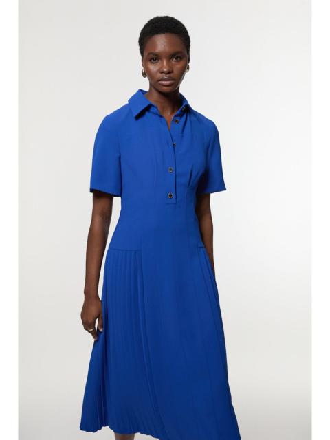 KAREN MILLEN Tailored Crepe Pleated Panelled Shirt Dress