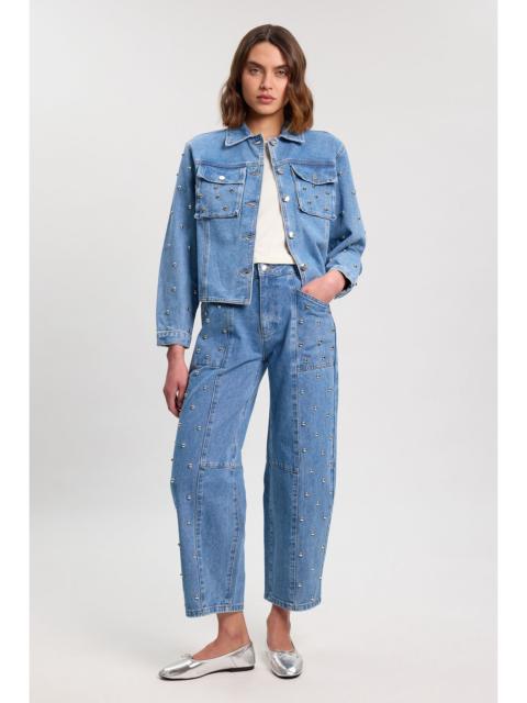 KAREN MILLEN Denim Studded Barrel Leg Jean