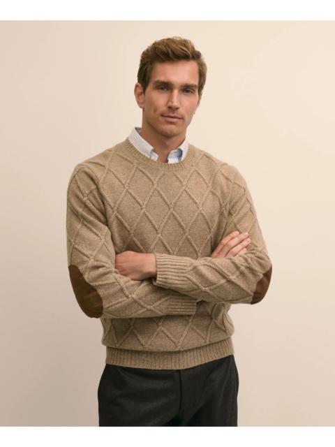 Brooks Brothers Camel Hair Diamond-Cable Knit Elbow Patch Sweater