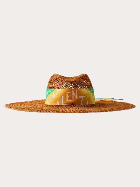 ESCAPE WIDE BRIM STRAW HAT WITH SILK BANDEAU SCARF