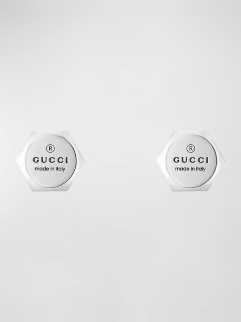 GUCCI Sterling Silver 10MM Trademark Earrings