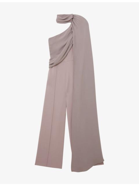REISS Carrie One-Shoulder Stretch-Woven Jumpsuit