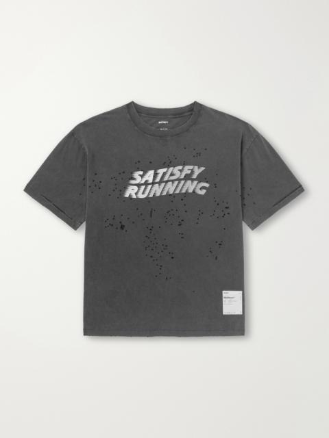SATISFY Logo-Print Distressed MothTech™ Cotton-Jersey T-Shirt