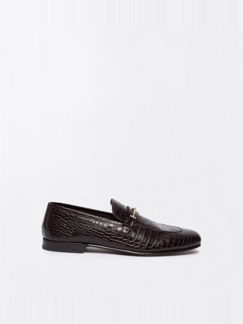 TOM FORD SOFT PRINTED ALLIGATOR DOUBLE T HARDWARE GIGI LOAFER