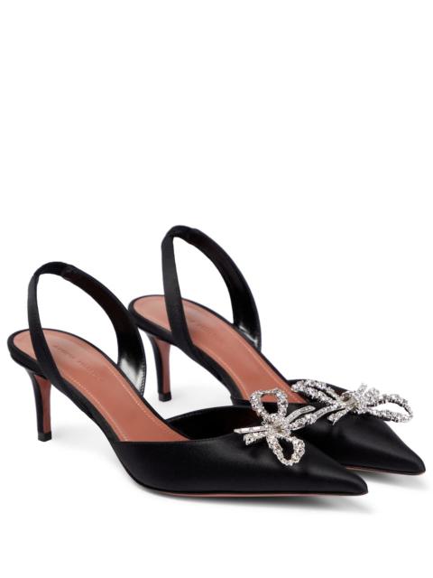 Amina Muaddi Rosie embellished satin slingback pumps