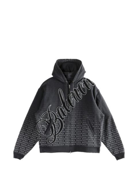BALENCIAGA logo-detail zip-fastening hoodie