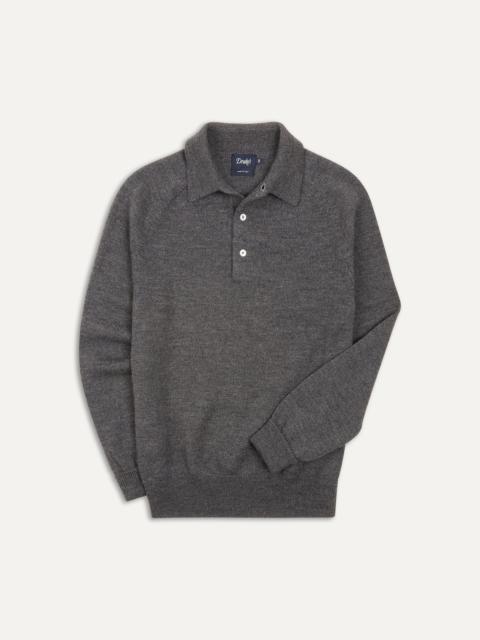 Drake's Grey Merino Wool Knitted Polo