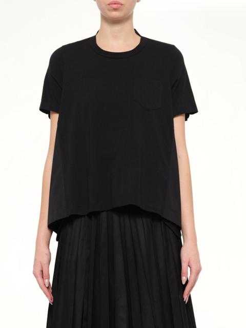 sacai Cotton Poplin x Cotton Jersey T-Shirt in Black