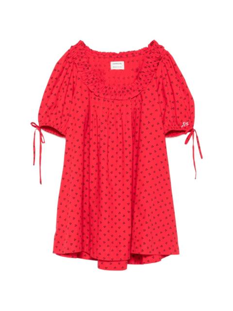 DAMSON MADDER. Jemima ruffled cherry-print mini dress