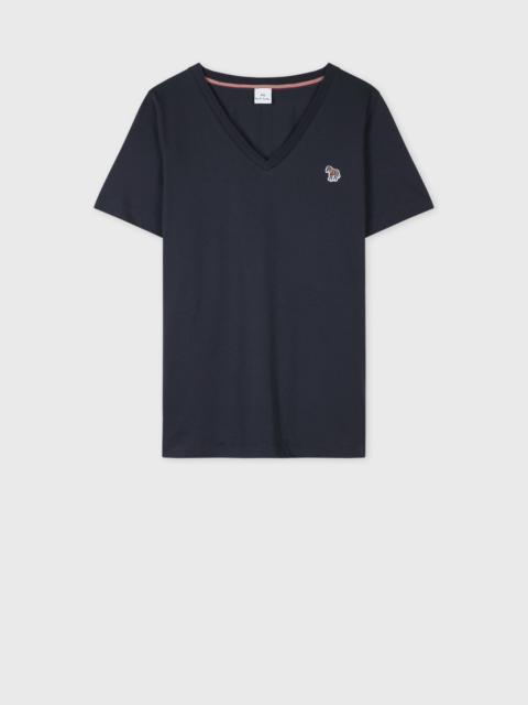 Paul Smith Women's Navy Blue V-Neck Zebra T-Shirt