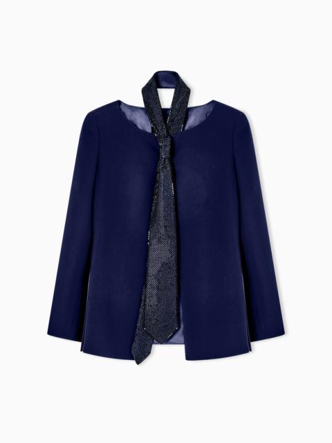GIORGIO ARMANI SILK JACKET WITH EMBROIDERED TIE