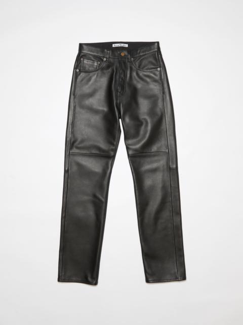 Regular fit leather trousers - Black