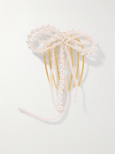 Gold-plated Faux Pearl Hair Comb