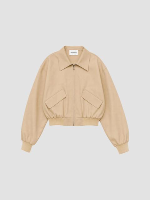 GOOD AMERICAN Women's The Twill Cropped Bomber Jacket - Dune Mist