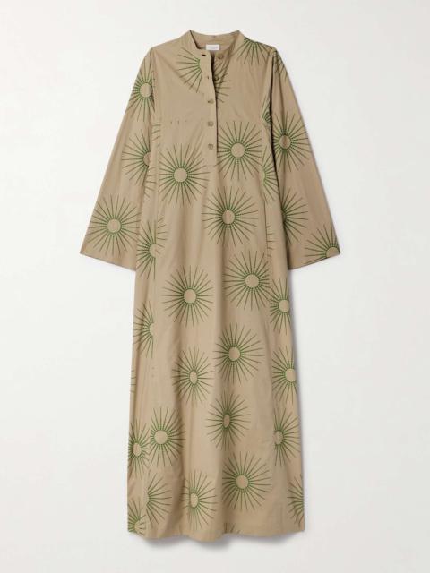 Embroidered cotton-poplin maxi dress
