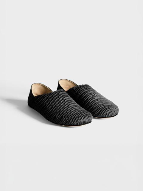 JW Anderson WOMENS SLIPPER MULES IN BLACK WOVEN LEATHER