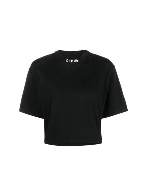 embroidered-logo cropped T-shirt