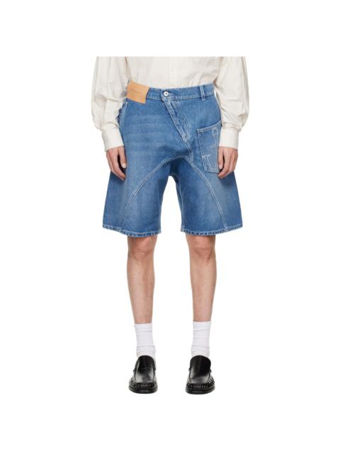 JW Anderson Blue Twisted Workwear Denim Shorts